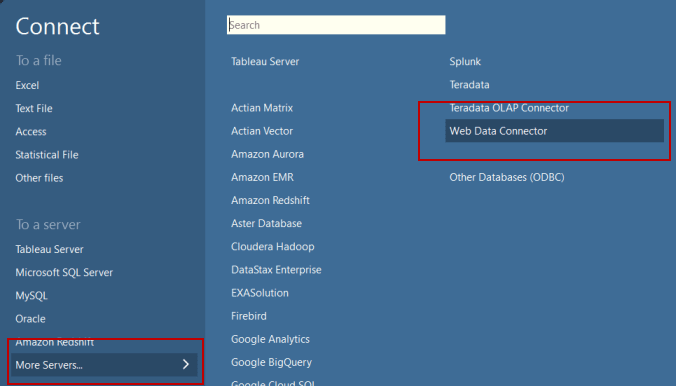 Web Data Connector Tableau